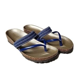 NEW Women's Italian Shoemakers Sandals Cally Blue Beaded Slip-On Size 7.5 Wedge
